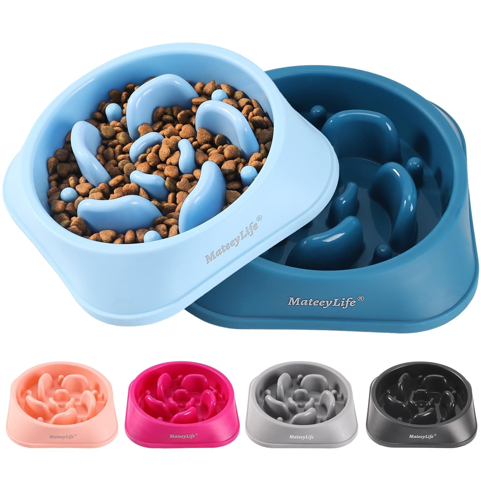MateeyLife Slow Feeder Dog Bowls (2-Pack)