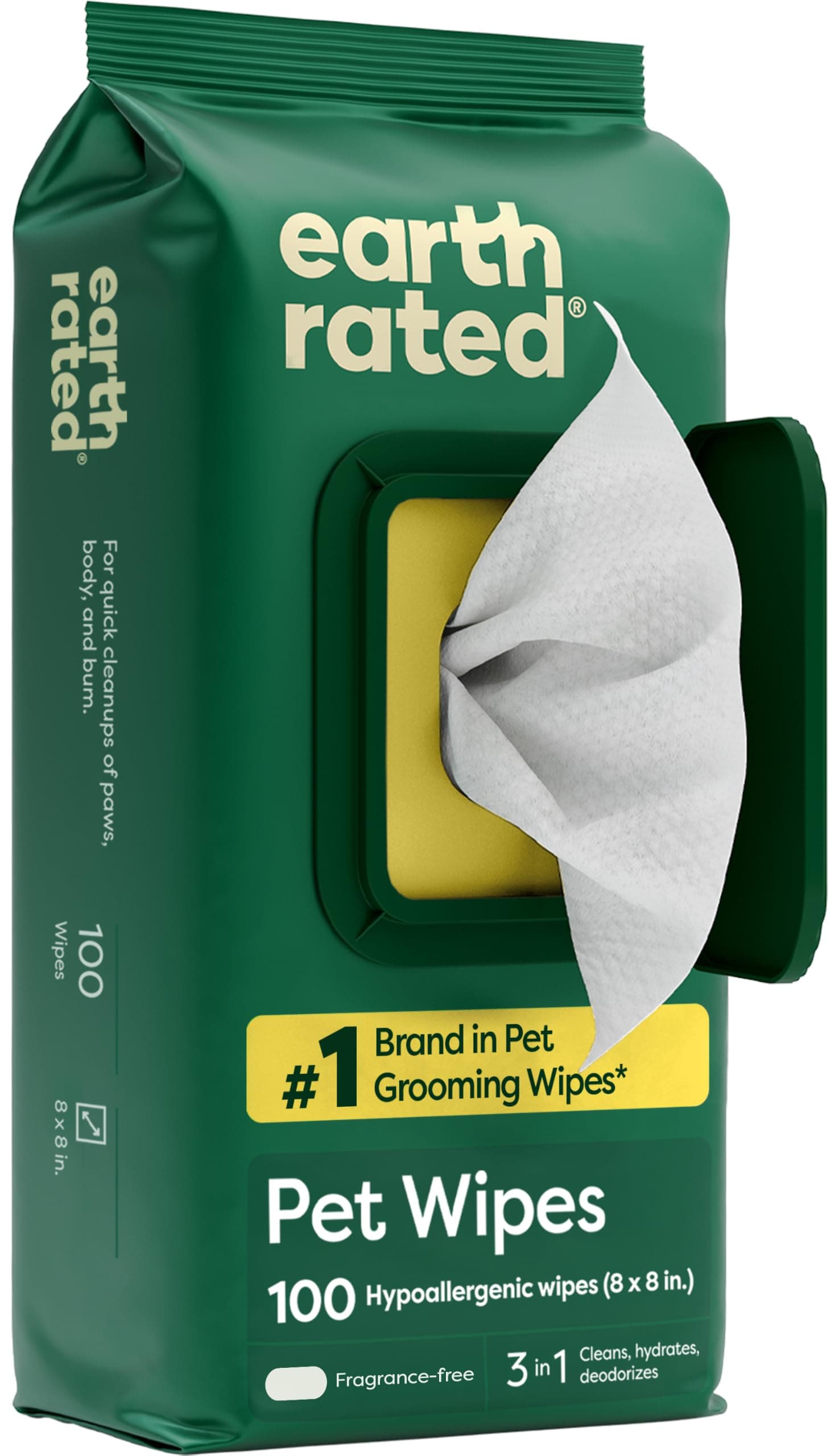 Earth Rated Dog Wipes for Paws, Body & Butt (Unscented, 100 Count) product image
